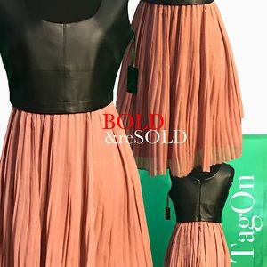 Faux Vegan Leather top sheer dress